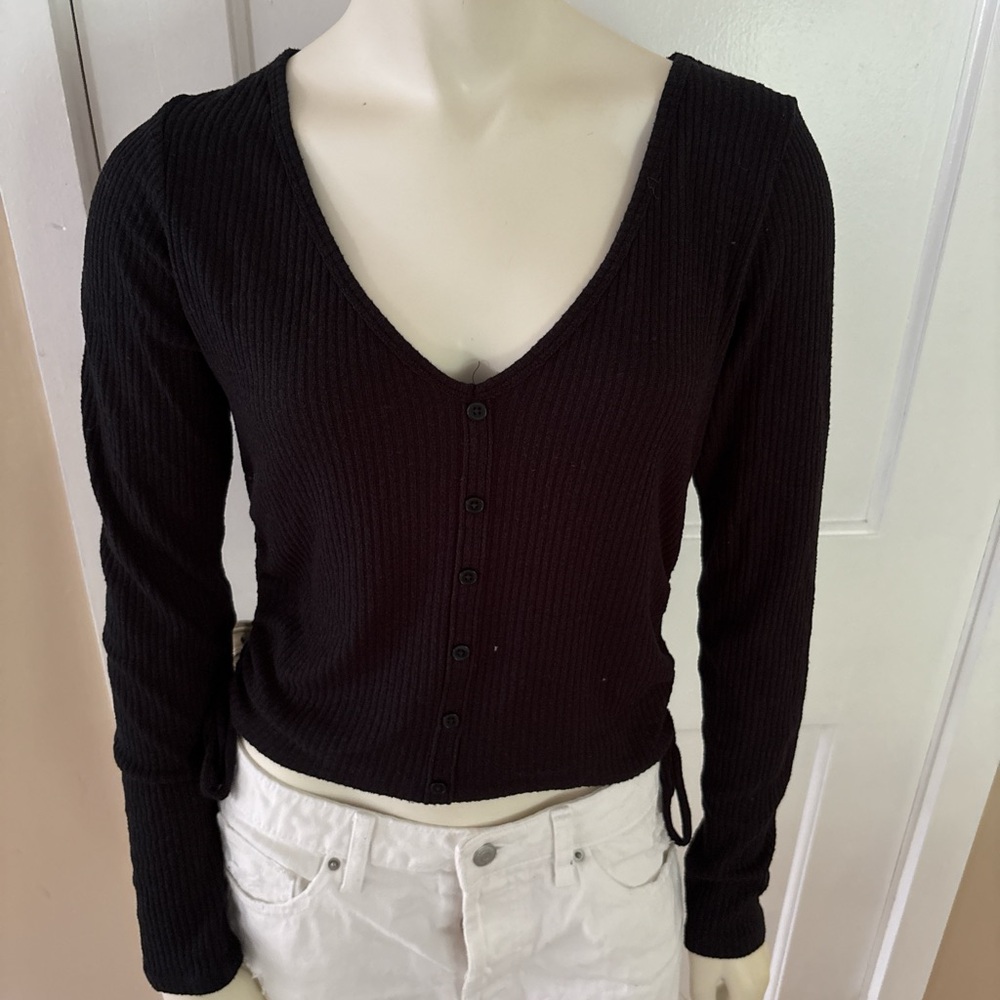 Hollister Black Ribbed Crop Top
